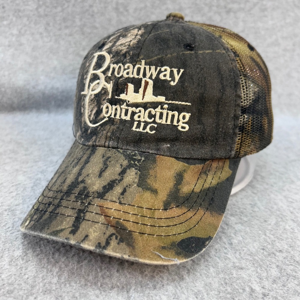 Broadway Contracting LLC Mens Camo Mossy Oak Trucker Hat Mesh Back OSFM
